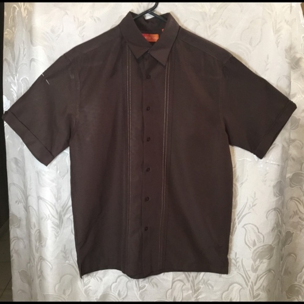 CHISPA Dark Brown Short Sleeve Button Up Shirt
